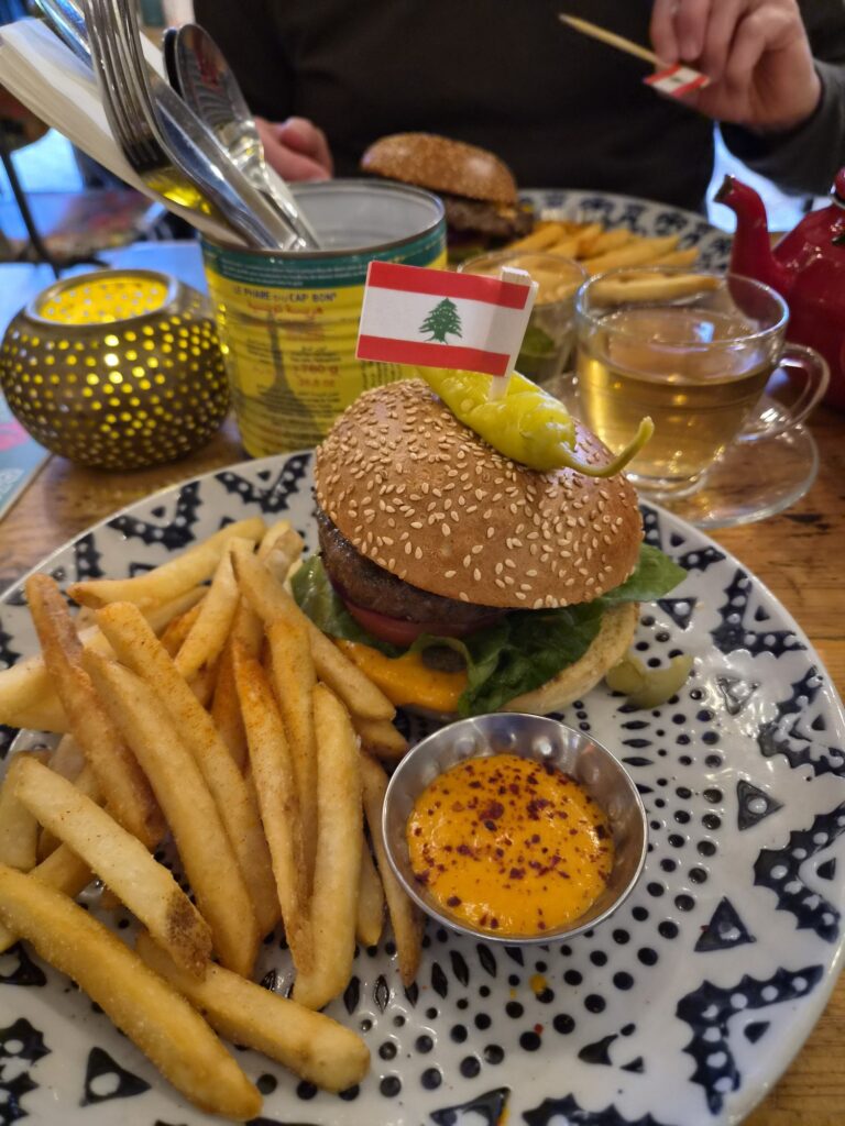 Lebonese burger and chips