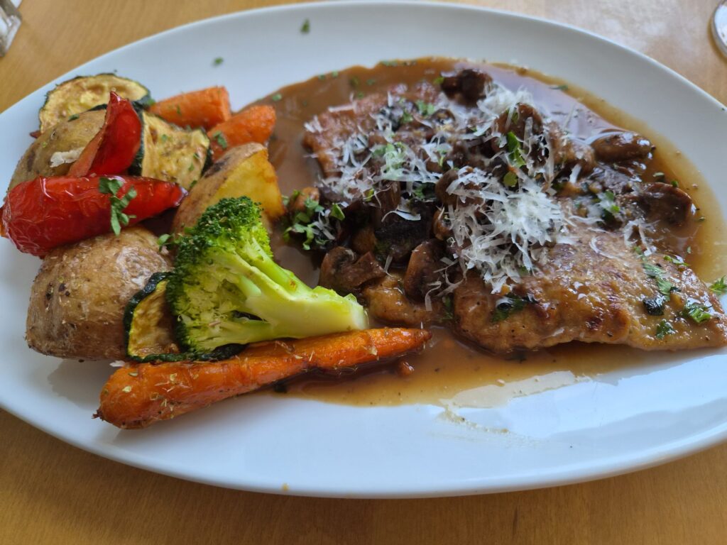 veal steak with vegetables